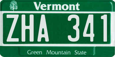 VT license plate ZHA341