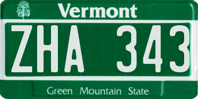 VT license plate ZHA343