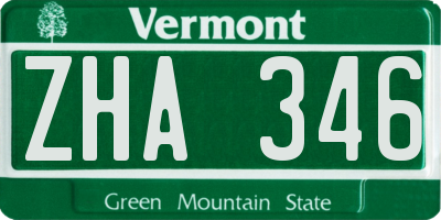 VT license plate ZHA346