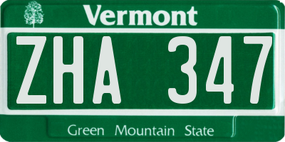 VT license plate ZHA347