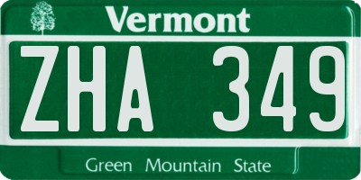 VT license plate ZHA349