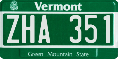 VT license plate ZHA351