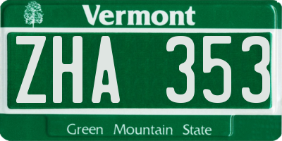 VT license plate ZHA353