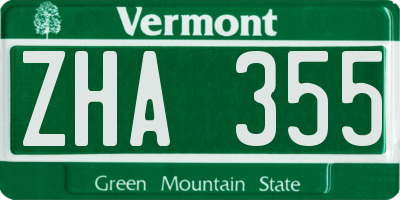 VT license plate ZHA355