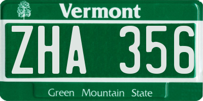 VT license plate ZHA356