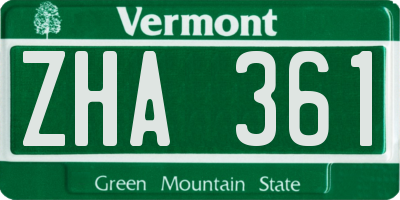 VT license plate ZHA361