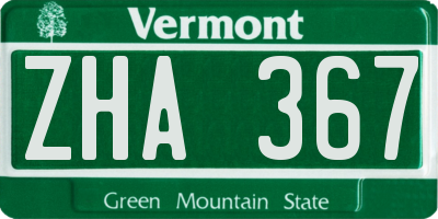 VT license plate ZHA367