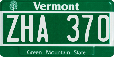 VT license plate ZHA370