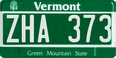 VT license plate ZHA373