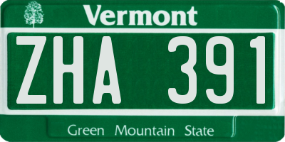 VT license plate ZHA391