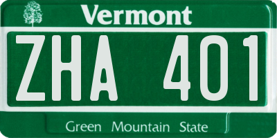 VT license plate ZHA401