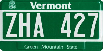 VT license plate ZHA427