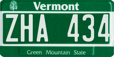 VT license plate ZHA434