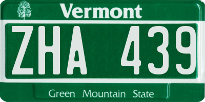VT license plate ZHA439