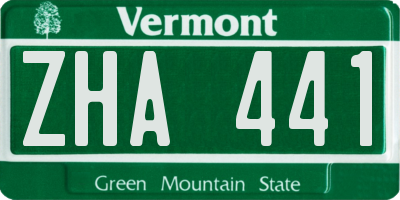 VT license plate ZHA441