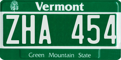 VT license plate ZHA454