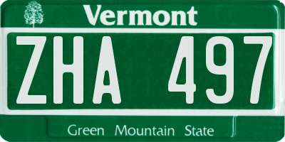 VT license plate ZHA497