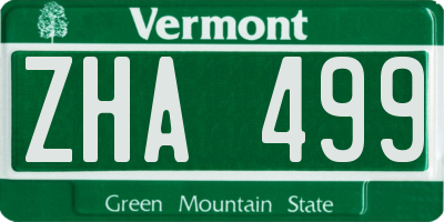 VT license plate ZHA499