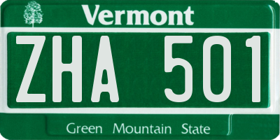 VT license plate ZHA501