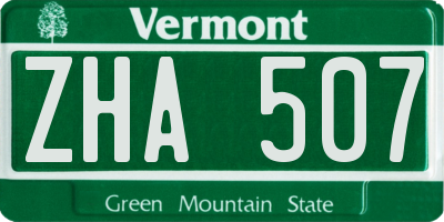 VT license plate ZHA507
