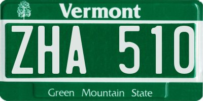 VT license plate ZHA510