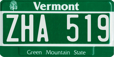 VT license plate ZHA519