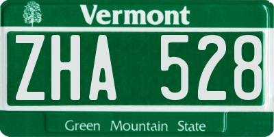 VT license plate ZHA528