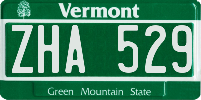 VT license plate ZHA529