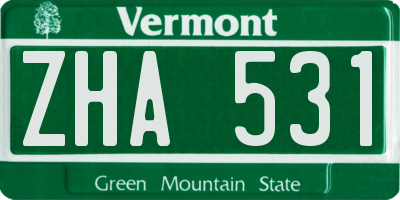 VT license plate ZHA531