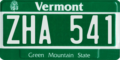 VT license plate ZHA541