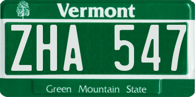 VT license plate ZHA547
