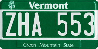 VT license plate ZHA553
