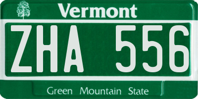 VT license plate ZHA556