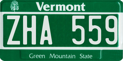 VT license plate ZHA559