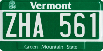 VT license plate ZHA561