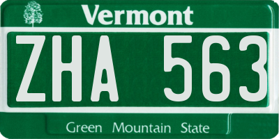 VT license plate ZHA563