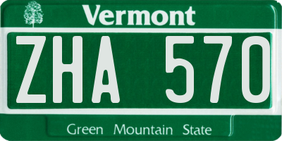 VT license plate ZHA570