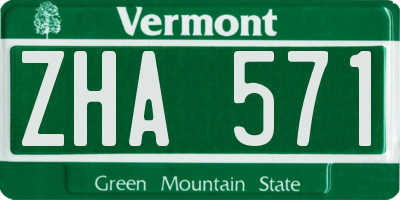 VT license plate ZHA571
