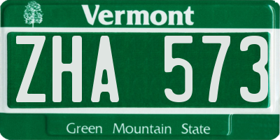 VT license plate ZHA573