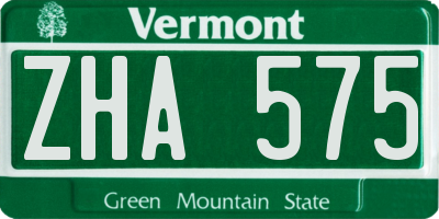 VT license plate ZHA575