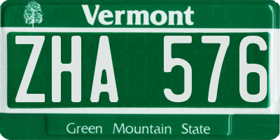 VT license plate ZHA576