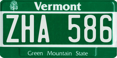 VT license plate ZHA586