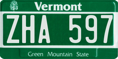 VT license plate ZHA597