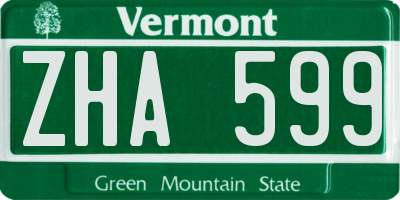 VT license plate ZHA599