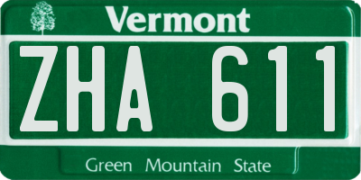 VT license plate ZHA611