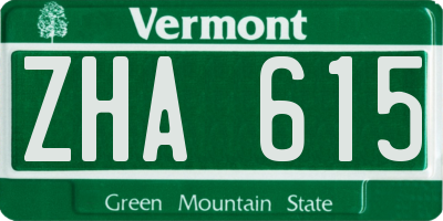 VT license plate ZHA615