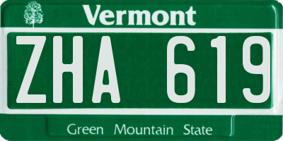 VT license plate ZHA619