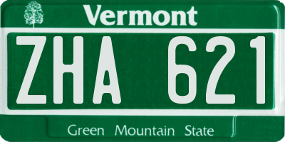 VT license plate ZHA621