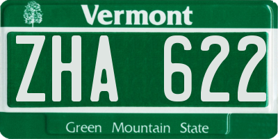 VT license plate ZHA622