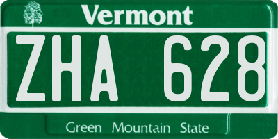 VT license plate ZHA628